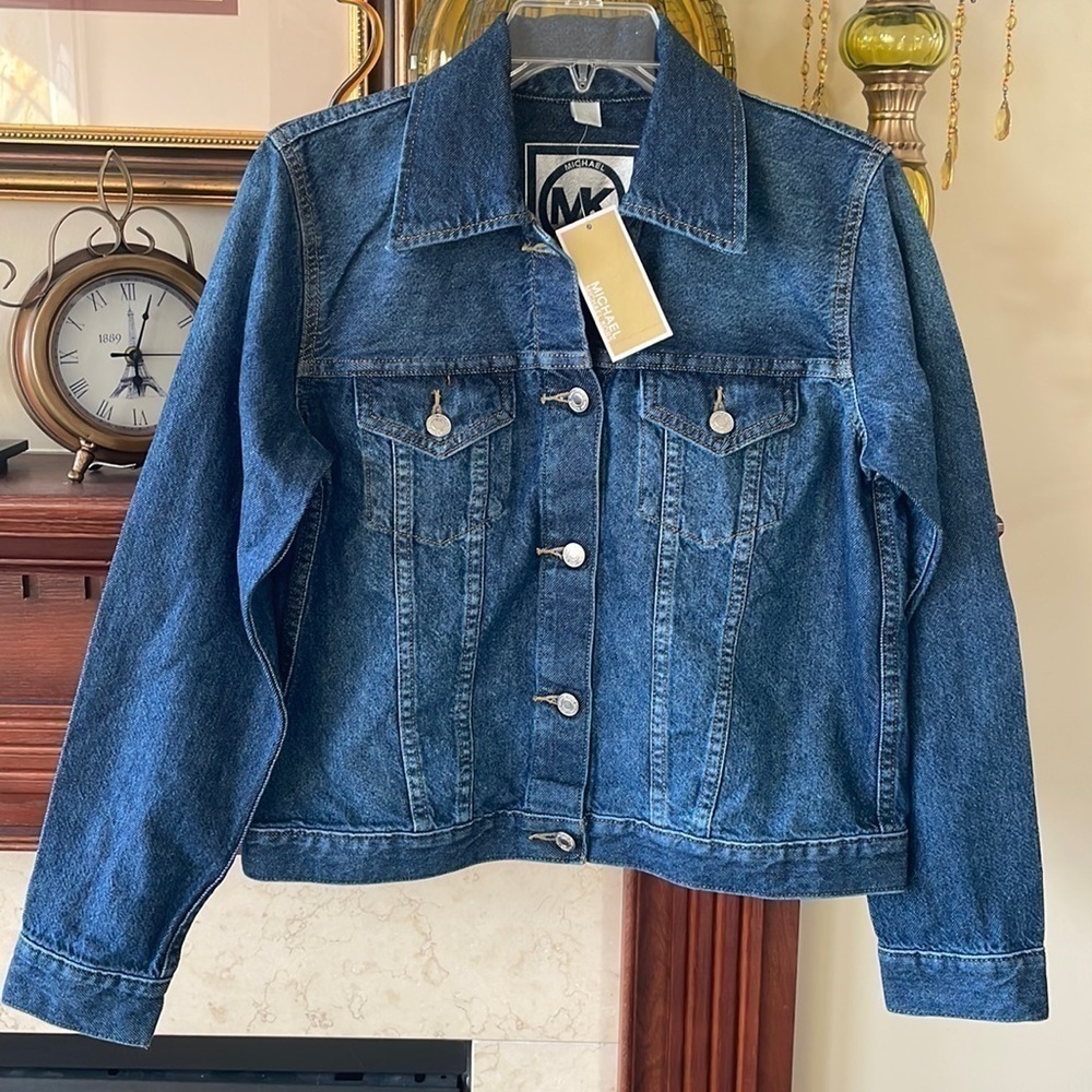 Brand New Michael Kors Admiral Blue Denim Button Up Jean Jacket - Picture 13 of 16